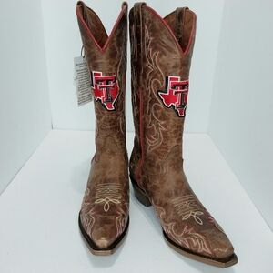 Vaccari University Texas Tech Red Raiders Distressed Snip Toe Boots, NWT